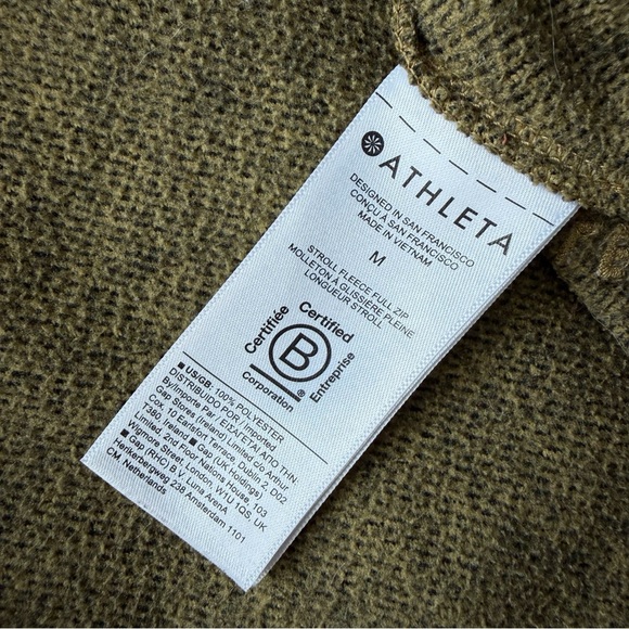 Athleta Woman Green Fleece Zip-Up Sweater Jacket MEDIUM Outdoor Gorpcore Granola - Picture 8 of 8